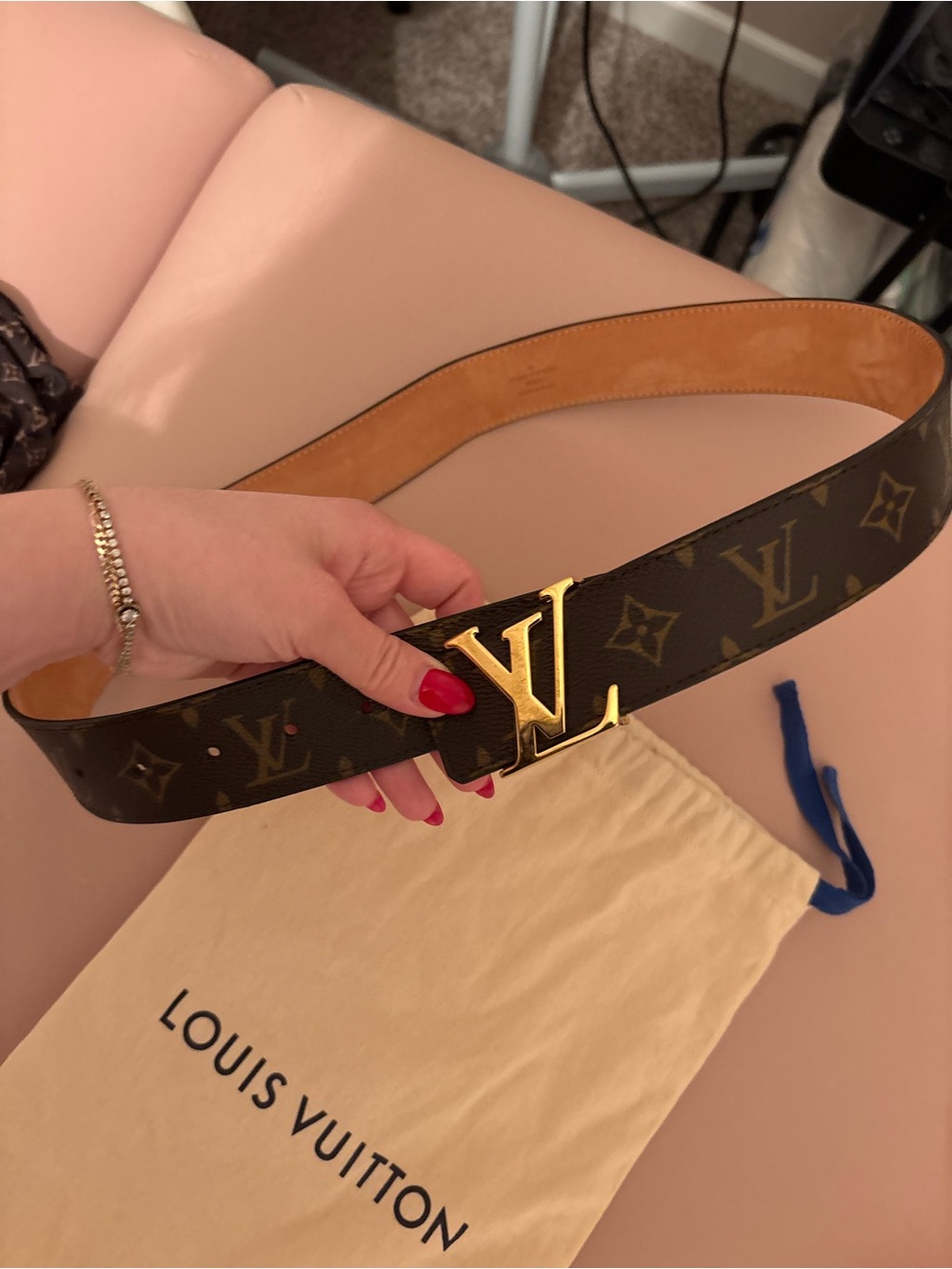 Louis Vuitton Monogram LV Gold Buckle Belt - Brown/Gold